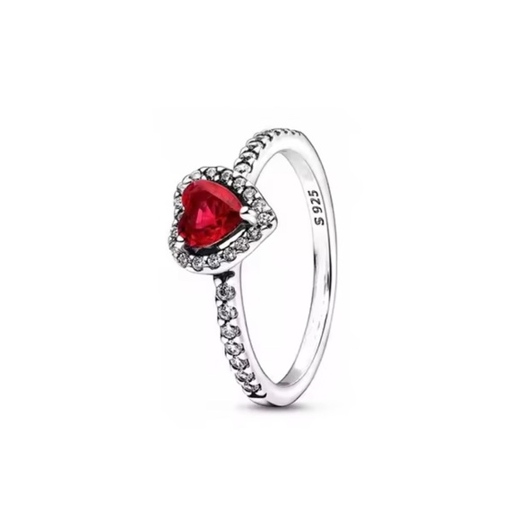 Heart-Shaped Red Gemstone Silver Ring size 8 - Picture 5 of 8
